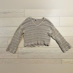 American Eagle crochet knit sweater tan size large